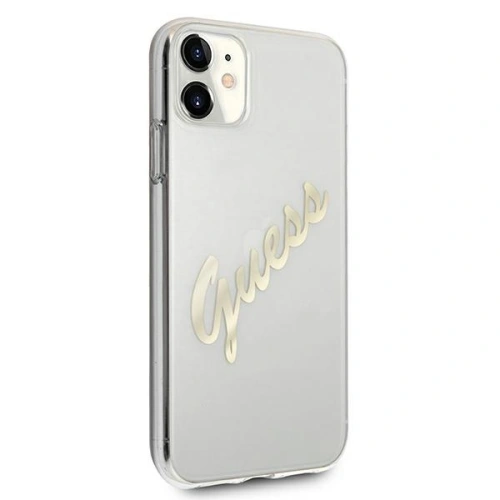 Buy Guess GUHCN61KTRSVGO Apple iPhone 11 Transparent hardcase Vintage Script Gold - GUE1132CL - {ean13} - Home Screen Store Europe