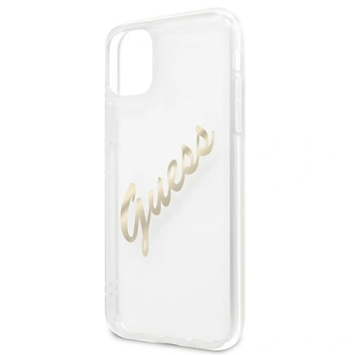 Buy Guess GUHCN61KTRSVGO Apple iPhone 11 Transparent hardcase Vintage Script Gold - GUE1132CL - {ean13} - Home Screen Store Europe