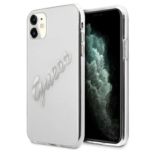 Buy Guess GUHCN61KTRSVSI Apple iPhone 11 Transparent hardcase Vintage Script Silver - GUE1133CL - {ean13} - Home Screen Store Europe