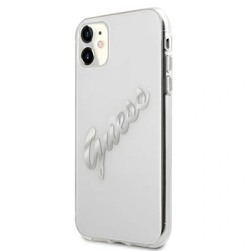 Buy Guess GUHCN61KTRSVSI Apple iPhone 11 Transparent hardcase Vintage Script Silver - GUE1133CL - {ean13} - Home Screen Store Europe