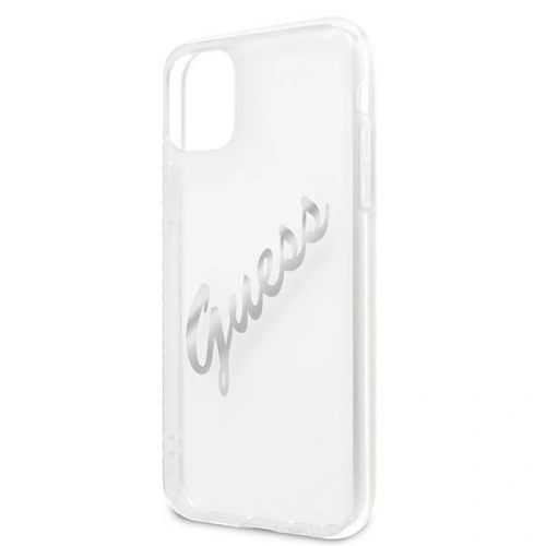 Buy Guess GUHCN61KTRSVSI Apple iPhone 11 Transparent hardcase Vintage Script Silver - GUE1133CL - {ean13} - Home Screen Store Europe