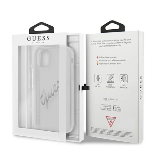 Buy Guess GUHCN61KTRSVSI Apple iPhone 11 Transparent hardcase Vintage Script Silver - GUE1133CL - {ean13} - Home Screen Store Europe