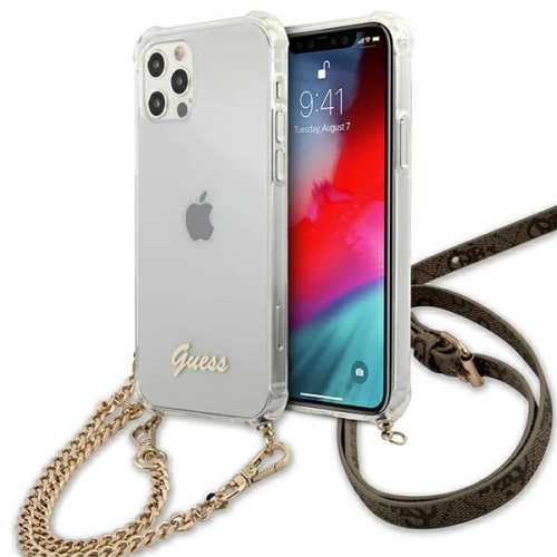 Kup Etui Guess GUHCP12LKC4GSGO Apple iPhone 12 Pro Max Transparentní tvrdý obal 4G Zlatý řetěz - GUE1134CL - {ean13} - Sklep Home Screen