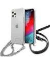 Etui Guess GUHCP12LKC4GSSI Apple iPhone 12 Pro Max Transparentní tvrdý obal 4G Stříbrný řetěz