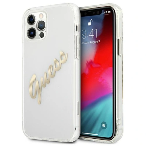 Kup Etui Guess GUHCP12LKTRSVGO Apple iPhone 12 Pro Max carcasă transparentă din plastic Vintage Script Gold - GUE1143CL - {ean13} - Sklep Home Screen