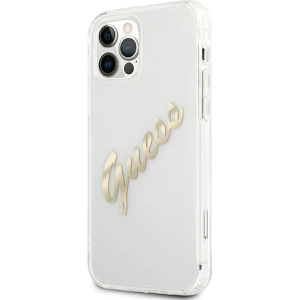 Buy Guess GUHCP12LKTRSVGO Apple iPhone 12 Pro Max Transparent hardcase Vintage Script Gold - GUE1143CL - {ean13} - Home Screen Store Europe