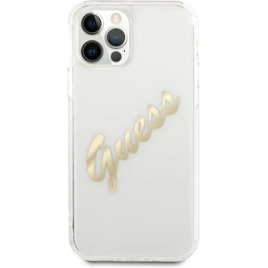 Buy Guess GUHCP12LKTRSVGO Apple iPhone 12 Pro Max Transparent hardcase Vintage Script Gold - GUE1143CL - {ean13} - Home Screen Store Europe