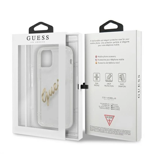 Kup Etui Guess GUHCP12LKTRSVGO Apple iPhone 12 Pro Max Transparent hardcase Vintage Script Gold - GUE1143CL - {ean13} - Sklep Home Screen