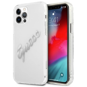 Kup Etui Guess GUHCP12LKTRSVSI Apple iPhone 12 Pro Max Transparent hardcase Vintage Script Silver - GUE1144CL - {ean13} - Sklep Home Screen