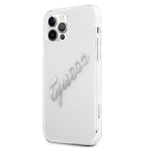 Kup Etui Guess GUHCP12LKTRSVSI Apple iPhone 12 Pro Max Transparent hardcase Vintage Script Silver - GUE1144CL - {ean13} - Sklep Home Screen