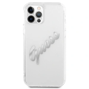 Buy Guess GUHCP12LKTRSVSI Apple iPhone 12 Pro Max Transparent hardcase Vintage Script Silver - GUE1144CL - {ean13} - Home Screen Store Europe