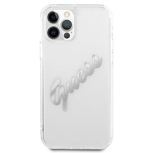 Kup Etui Guess GUHCP12LKTRSVSI Apple iPhone 12 Pro Max Transparent hardcase Vintage Script Silver - GUE1144CL - {ean13} - Sklep Home Screen