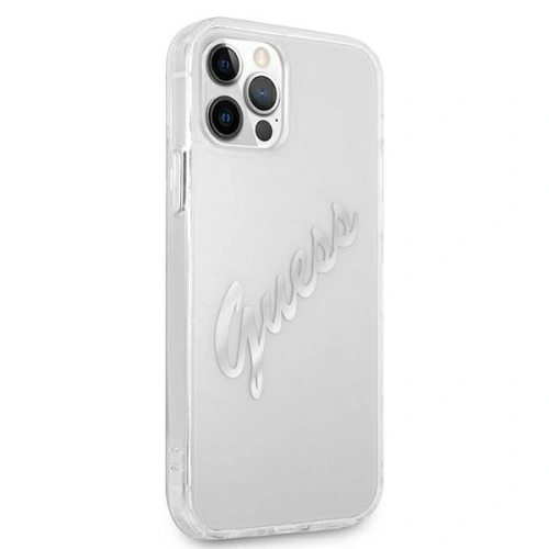 Kup Etui Guess GUHCP12LKTRSVSI Apple iPhone 12 Pro Max Transparent hardcase Vintage Script Silver - GUE1144CL - {ean13} - Sklep Home Screen