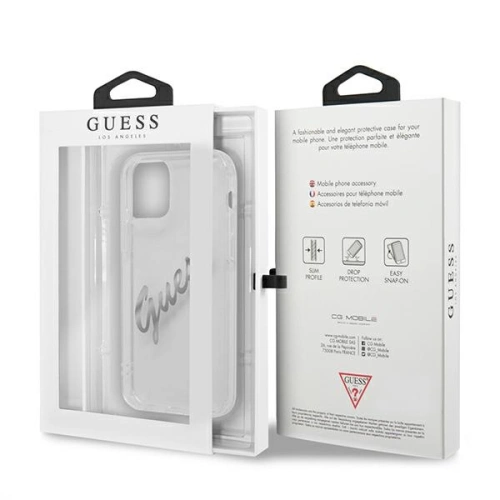 Kup Etui Guess GUHCP12LKTRSVSI Apple iPhone 12 Pro Max Transparent hardcase Vintage Script Silver - GUE1144CL - {ean13} - Sklep Home Screen