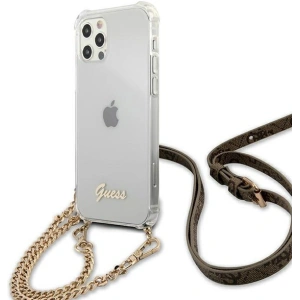 Guess GUHCP12MKC4GSGO Apple iPhone 12/12 Pro Transparent hardcase 4G Gold Chain