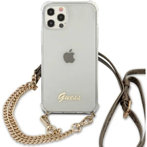 Kup Etui Guess GUHCP12MKC4GSGO Apple iPhone 12/12 Pro Átlátszó kemény tok 4G Arany lánc - GUE1149CL - {ean13} - Sklep Home Screen