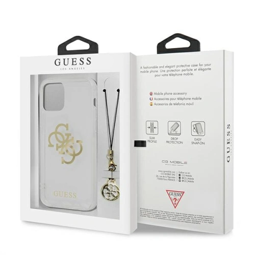 Buy Guess GUHCP12MKS4GGO Apple iPhone 12/12 Pro Transparent hardcase 4G Gold Charms Collection - GUE1152CL - {ean13} - Home Screen Store Europe