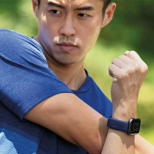 Kup Pasek UNIQ Aspen Apple Watch 4/5/6/7/SE/8/9/10 40/41/42mm împletit albastru/oxford blue - UNIQ408OXFBLU - {ean13} - Sklep Home Screen