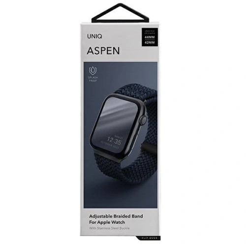 Kup UNIQ Aspen Apple Watch 4/5/6/7/SE/8/9/Ultra 44/45/49mm Zsinórozott kék/oxford kék - UNIQ411OXFBLU - {ean13} - Sklep Home Screen