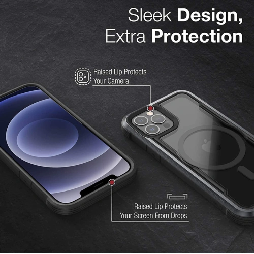 Buy Raptic Shield Pro Magnet - Aluminium Case for iPhone 12/12 Pro MagSafe (DROP TEST 4M) (Black) - XDR115BLK - {ean13} - Home Screen Store Europe