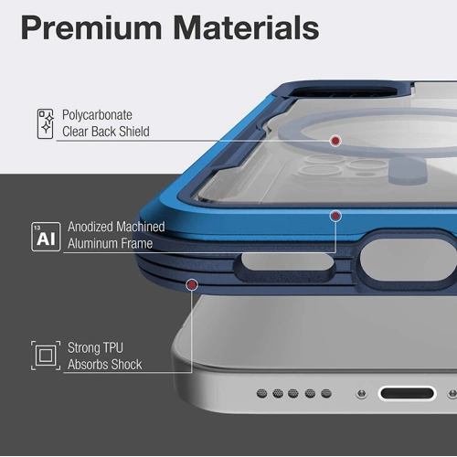 Buy Raptic Shield Pro Magnet - Aluminium Case for iPhone 12/12 Pro MagSafe (DROP TEST 4M) (Blue) - XDR116BLU - {ean13} - Home Screen Store Europe