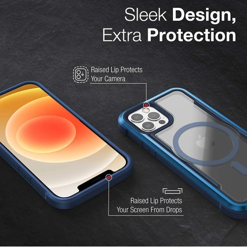 Buy Raptic Shield Pro Magnet - Aluminium Case for iPhone 12/12 Pro MagSafe (DROP TEST 4M) (Blue) - XDR116BLU - {ean13} - Home Screen Store Europe