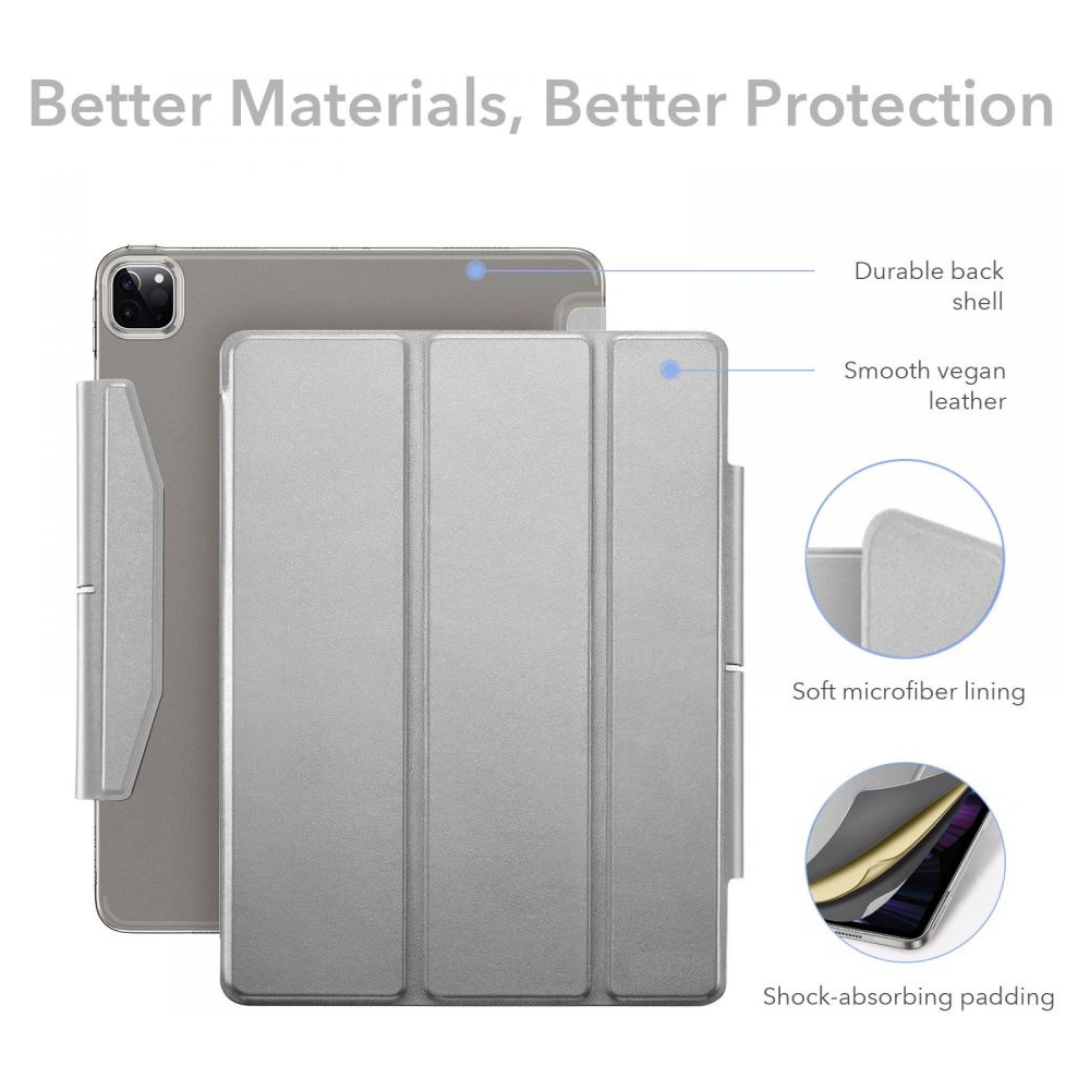 Etui ESR Ascend Trifold Apple iPad Pro 11 2021 (3. generacji) Grey + Szkło