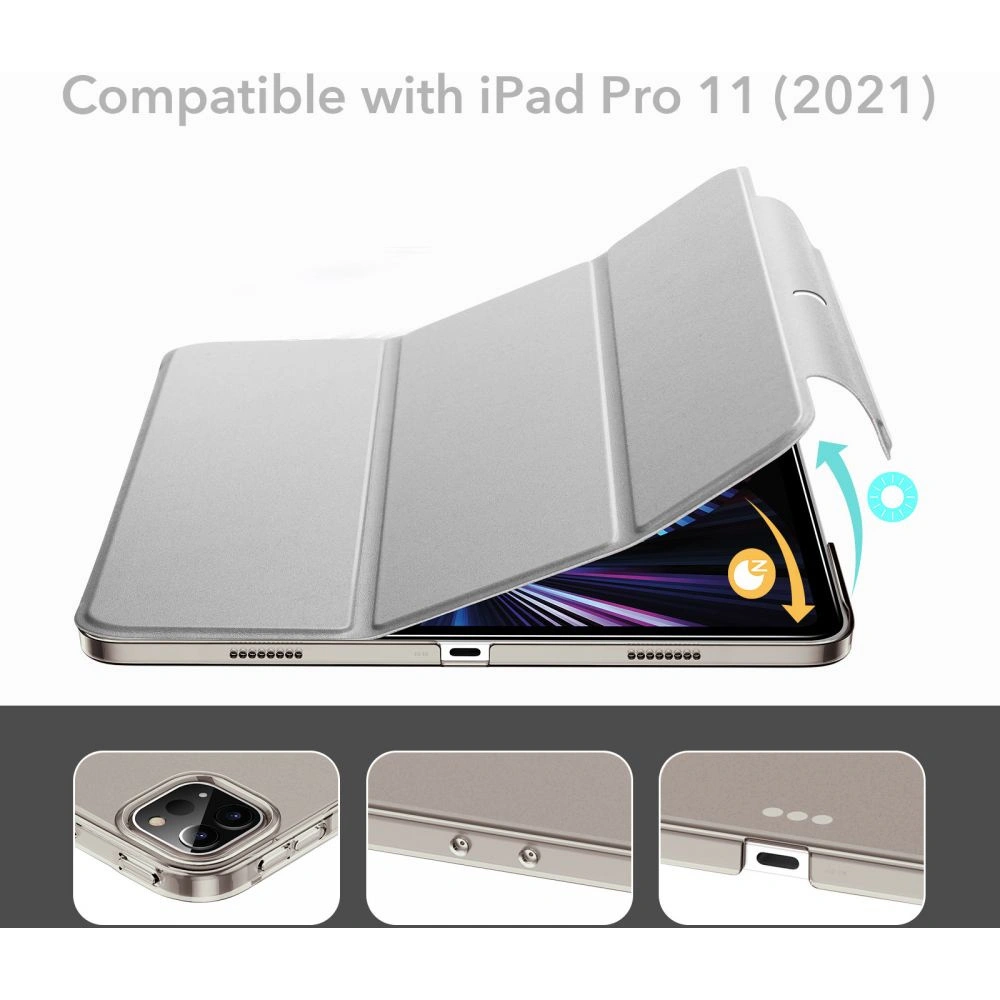 Etui ESR Ascend Trifold Apple iPad Pro 11 2021 (3. generacji) Grey + Szkło