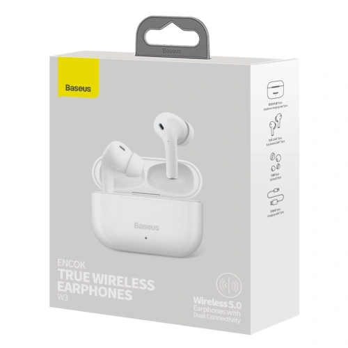 Buy Wireless headphones Baseus Encok W3, Bluetooth 5.0 (white) - BSU2834WHT - {ean13} - Home Screen Store Europe