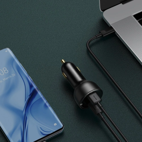 Kup Auto nabíječka Baseus Superme USB, USB-C, 100W + USB-C kabel (černá) - BSU2838BLK - {ean13} - Sklep Home Screen