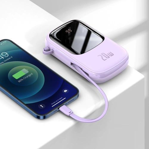 Kup Powerbank Baseus Qpow 20000mAh, IP, USB, USB-C, 20W kábellel IP (lila) - BSU2841PRP - {ean13} - Sklep Home Screen