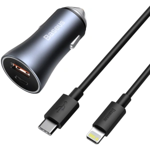 Kup Autós töltő Baseus Golden Contactor Pro, USB + USB-C, QC4.0+, PD, SCP, 40W (szürke) + 1m USB-C kábel iP-hez (fekete) - BSU2843BLK - {ean13} - Sklep Home Screen