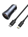 Kup Ładowarka samochodowa Baseus Golden Contactor Pro, USB + USB-C, QC4.0+, PD, SCP, 40W (szara) + kabel USB-C do iP 1m (czarny) - BSU2843BLK - {ean13} - Sklep Home Screen