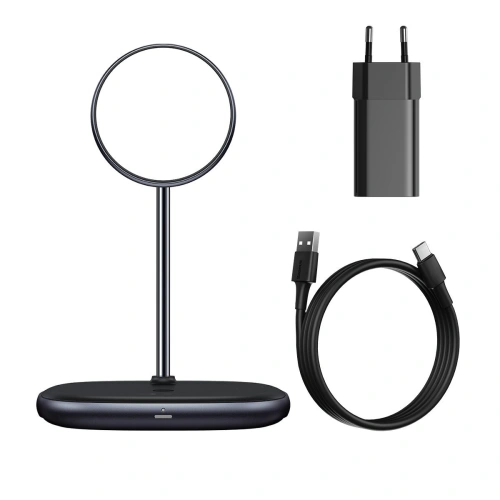 Kup Stojak magnetický Baseus Swan MagSafe s indukční nabíječkou pro iPhone 12 (černý) + síťová nabíječka 24W (černá) - BSU2845BLK - {ean13} - Sklep Home Screen
