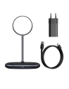 Baseus Magnetischer Ständer Swan MagSafe mit induktivem Ladegerät für iPhone 12 (schwarz) + 24W Netzladegerät (schwarz)