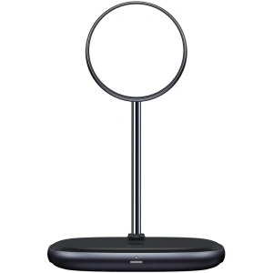 Baseus Swan MagSafe Magnetic Stand with Wireless Charger for iPhone 12 (black) + 24W charger (black)