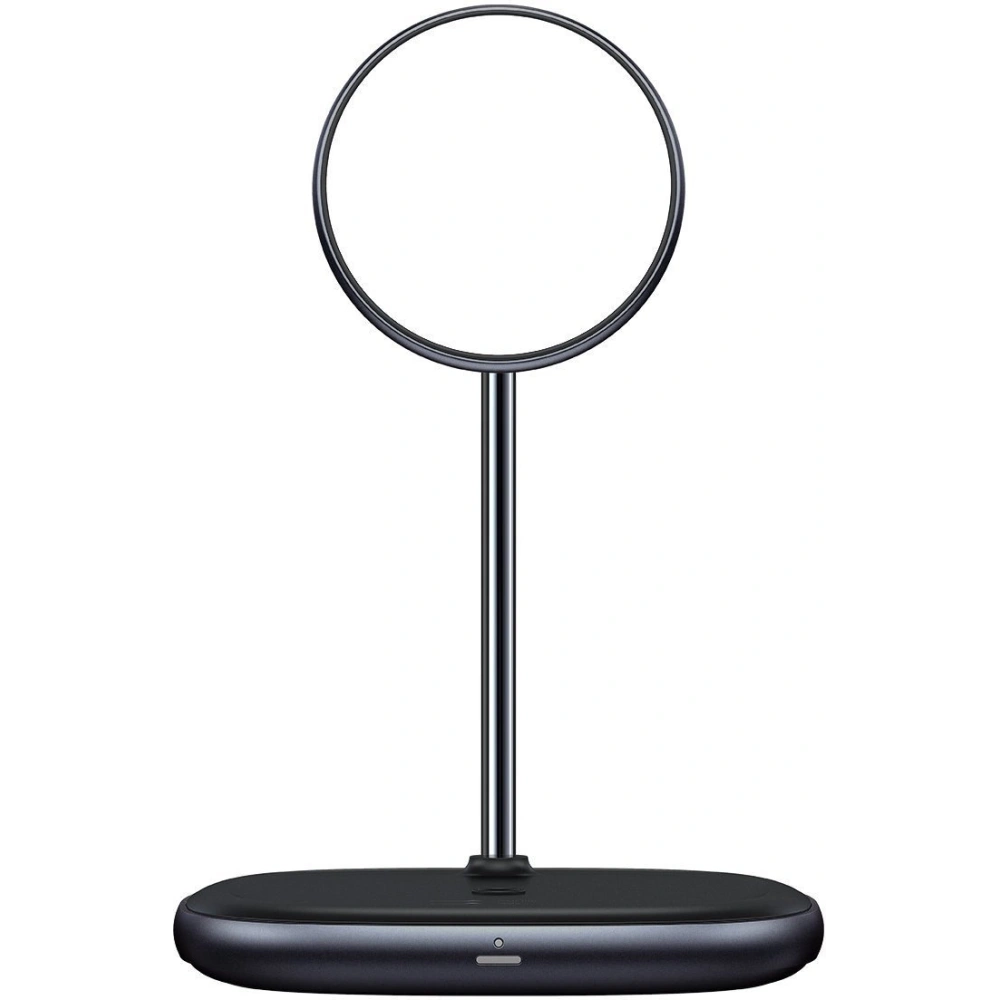 Stojak magnetyczny Baseus Swan MagSafe z ładowarką indukcyjną do iPhone 12 (czarny) + ładowarka sieciowa 24W (czarna)