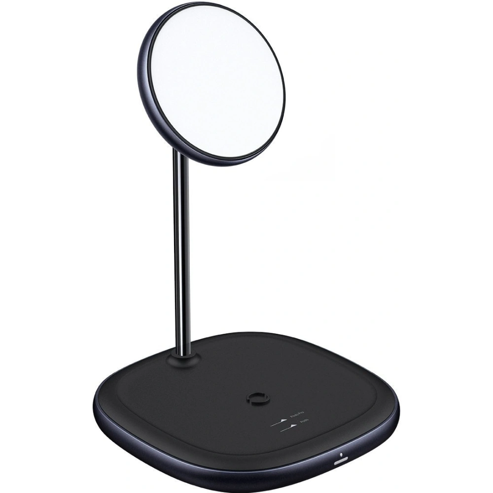 Stojak magnetyczny Baseus Swan MagSafe z ładowarką indukcyjną do iPhone 12 (czarny) + ładowarka sieciowa 24W (czarna)