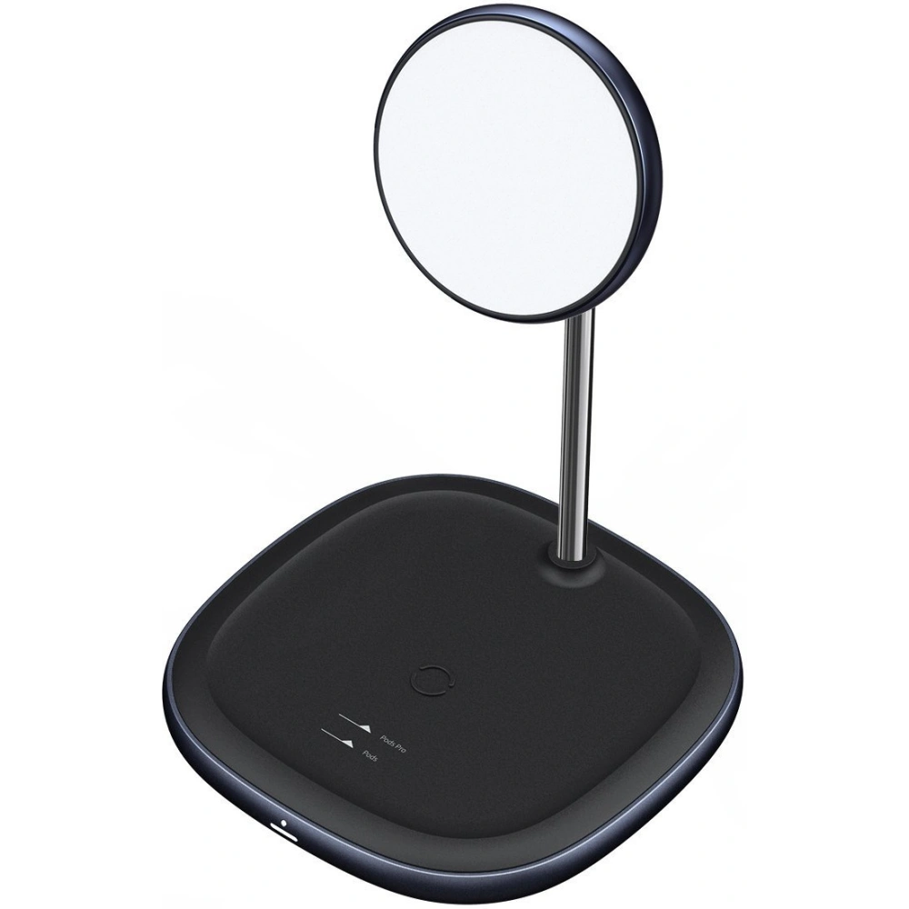 Stojak magnetyczny Baseus Swan MagSafe z ładowarką indukcyjną do iPhone 12 (czarny) + ładowarka sieciowa 24W (czarna)