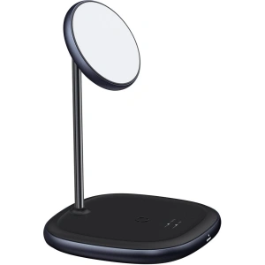 Baseus Swan MagSafe Magnetic Stand with Wireless Charger for iPhone 12 (black) + 24W charger (black)