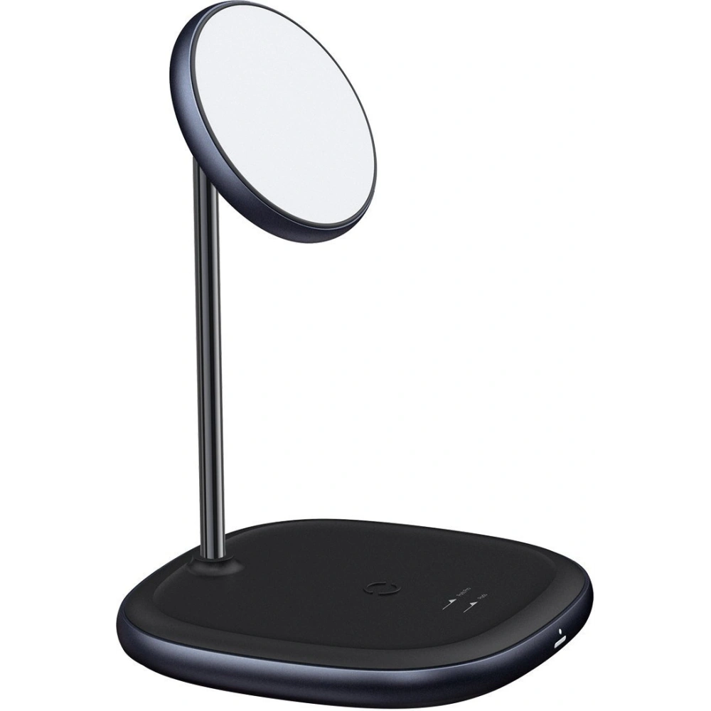 Stojak magnetyczny Baseus Swan MagSafe z ładowarką indukcyjną do iPhone 12 (czarny) + ładowarka sieciowa 24W (czarna)