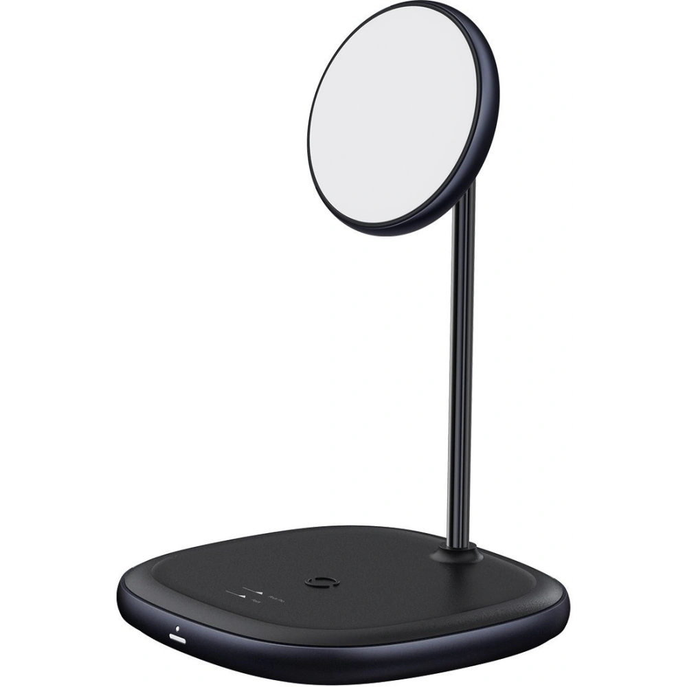 Stojak magnetyczny Baseus Swan MagSafe z ładowarką indukcyjną do iPhone 12 (czarny) + ładowarka sieciowa 24W (czarna)