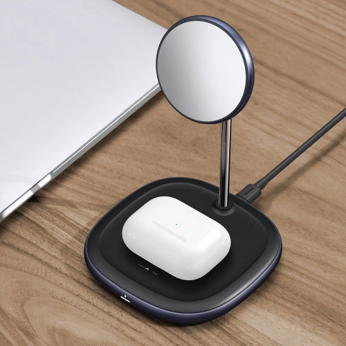 Kup Stojak magnetický Baseus Swan MagSafe s indukční nabíječkou pro iPhone 12 (černý) + síťová nabíječka 24W (černá) - BSU2845BLK - {ean13} - Sklep Home Screen