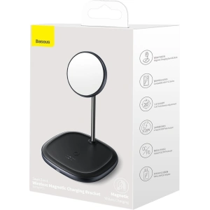 Baseus Swan MagSafe Magnetic Stand with Wireless Charger for iPhone 12 (black) + 24W charger (black)