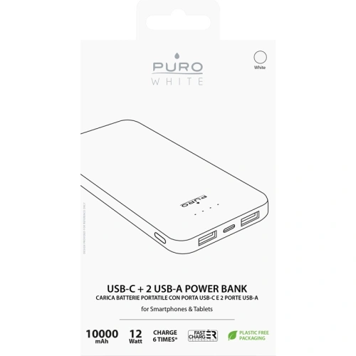 Kup Powerbank PURO White Fast Charger 10000 mAh, 2xUSB-A + 1xUSB-C (biały) - PUR443WHT - {ean13} - Sklep Home Screen