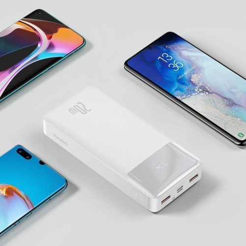 Kup PowerBank Baseus Bipow 20000mAh, 2xUSB, USB-C, 20W (alb) - BSU2868WHT - {ean13} - Sklep Home Screen
