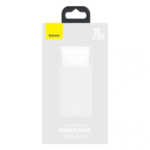 Kup PowerBank Baseus Bipow 20000mAh, 2xUSB, USB-C, 20W (alb) - BSU2868WHT - {ean13} - Sklep Home Screen