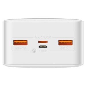 PowerBank Baseus Bipow 30000mAh, 2xUSB, USB-C, 20W (biały)