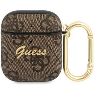 Kup Etui Guess GUA24GSMW husă pentru Apple AirPods maro/brown 4G Script Metal Collection - GUE1163BR - {ean13} - Sklep Home Screen