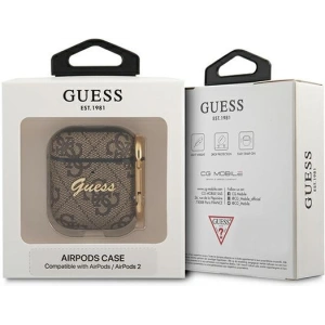 Kup Etui Guess GUA24GSMW husă pentru Apple AirPods maro/brown 4G Script Metal Collection - GUE1163BR - {ean13} - Sklep Home Screen